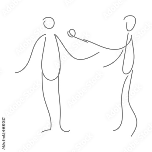 reporter with a microphone interviewing  a popular celebrity diva - simple sketch illustration