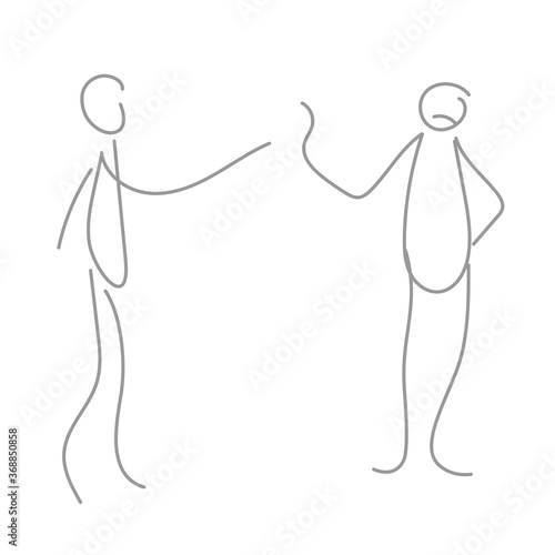 offended person refusing  negotiations - simple sketch illustration.