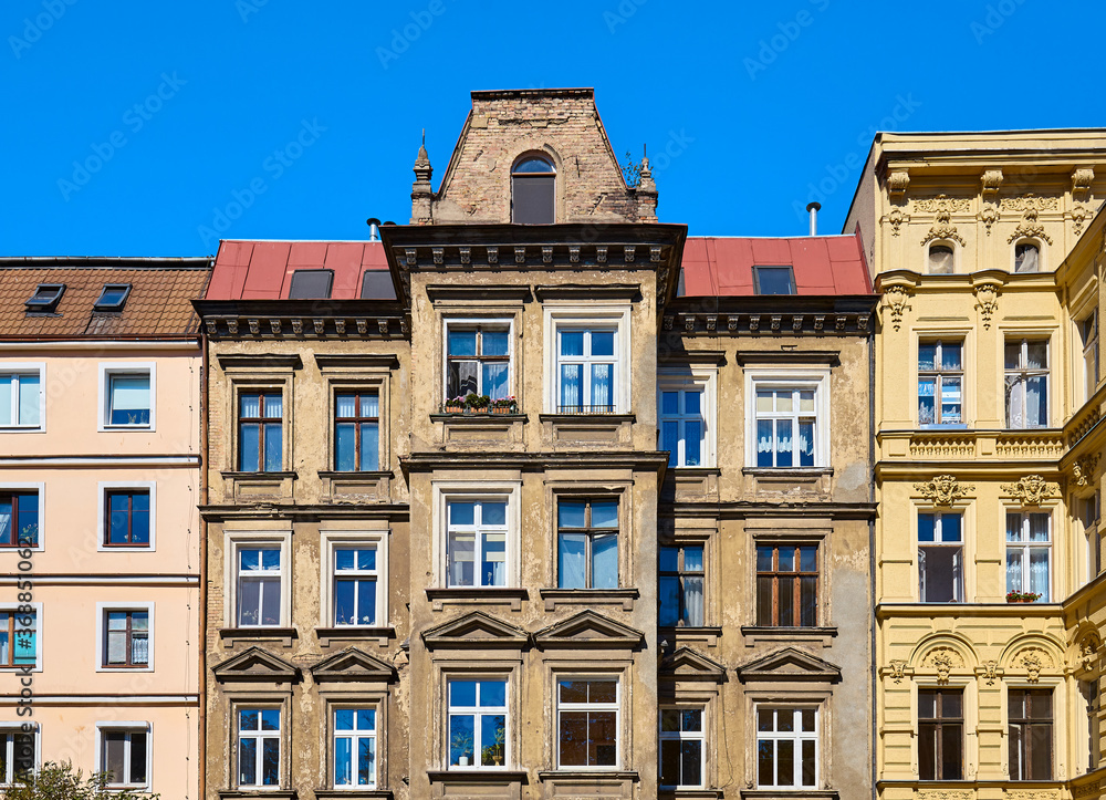 Old tenement houses on Slaska Street in Szczecin, Poland.
