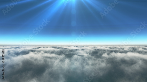 Above clouds sun ray  3d rendering