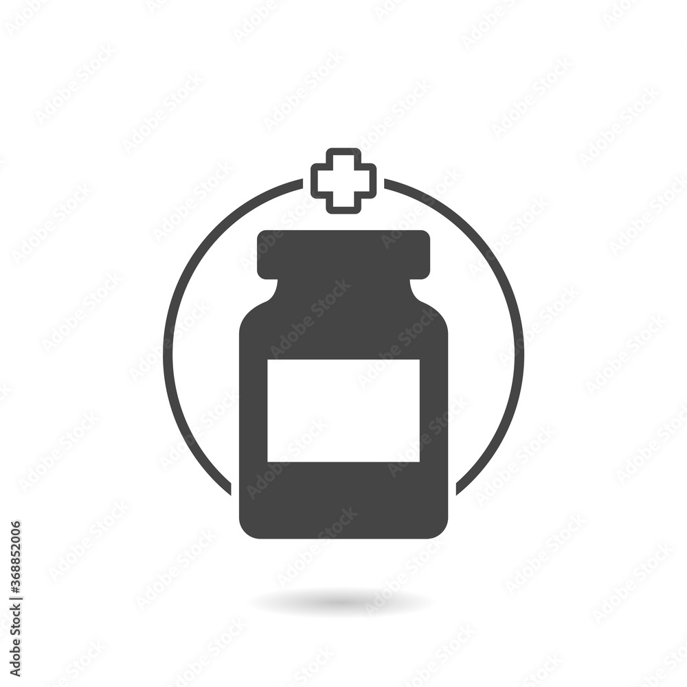 Medicine bottle icon with shadow Medicine bottle icon with shadow