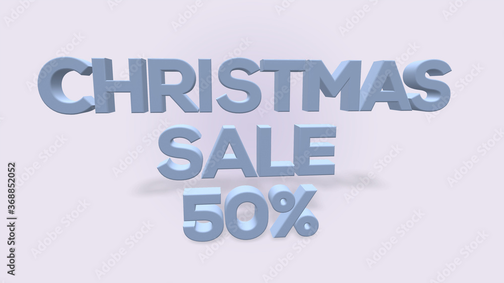 3d render of Christmas sale 50% percent discount illustration on white background