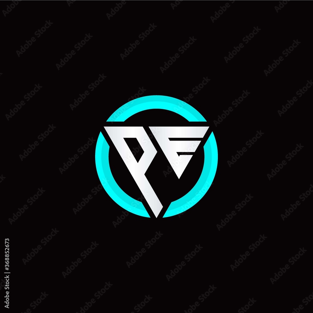 P E initial logo modern triangle with circle P E initial logo modern triangle with circle