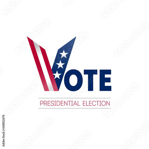Banner design for presidential election day in US 2020. Voting in USA. Design template of poster, flyer or sticker for Political election campaign. Vector.