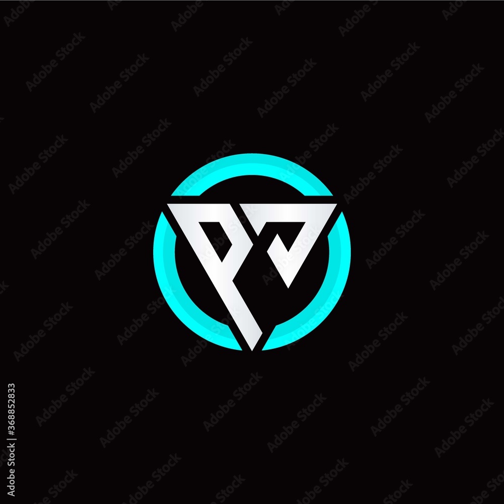 P J initial logo modern triangle with circle P J initial logo modern triangle with circle