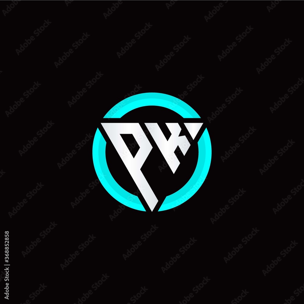P K initial logo modern triangle with circle P K initial logo modern triangle with circle