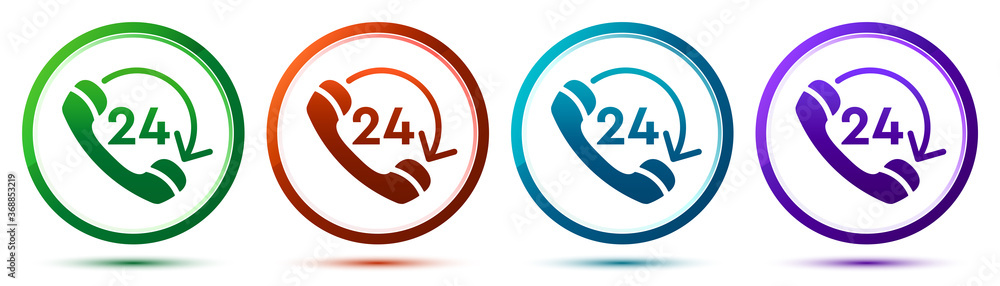 24 hours open phone rotate arrow icon artistic frame round button set illustration 24 hours open phone rotate arrow icon artistic frame round button set illustration