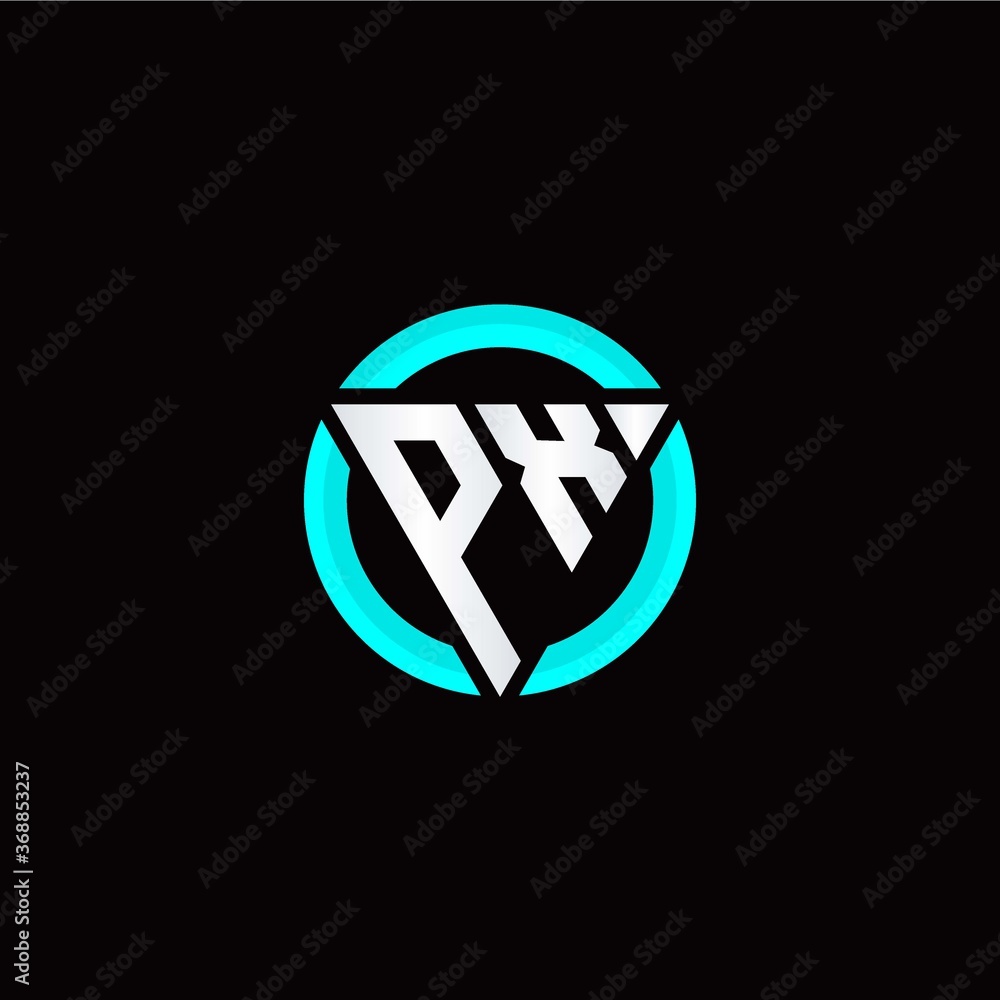 P X initial logo modern triangle with circle P X initial logo modern triangle with circle