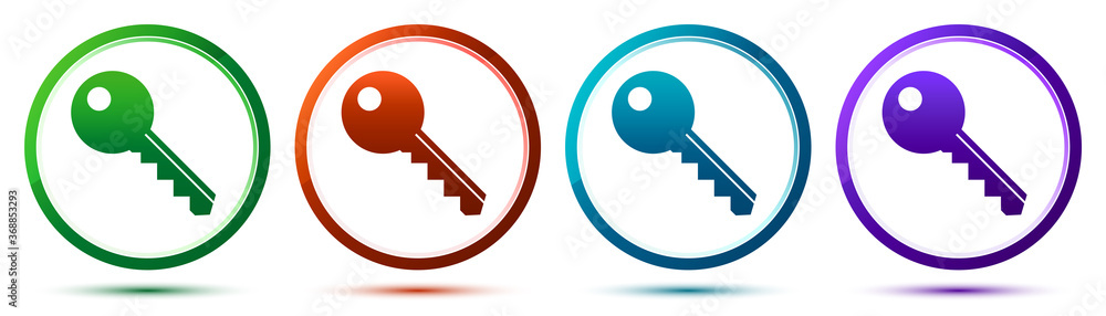 Key icon artistic frame round button set illustration