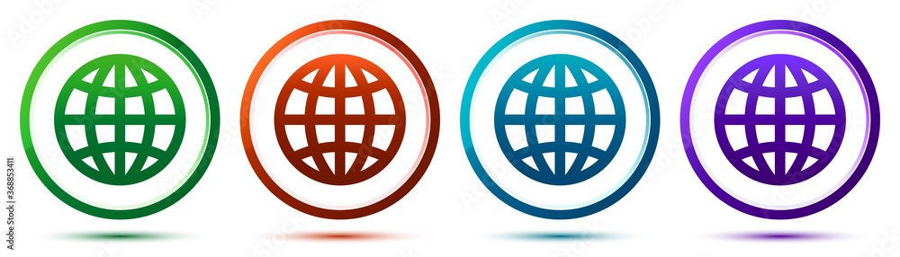 World icon artistic frame round button set illustration World icon artistic frame round button set illustration