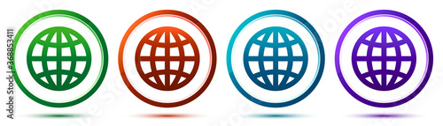 World icon artistic frame round button set illustration
