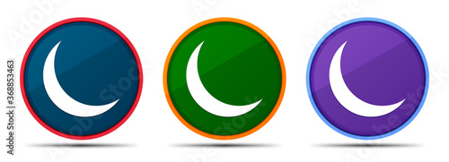 Crescent half moon icon silky smart flat round buton set illustration