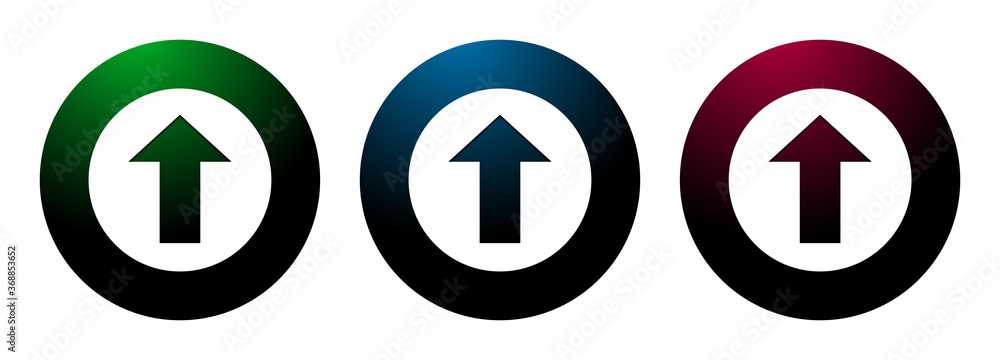Upload icon night surface round button set illustration Upload icon night surface round button set illustration