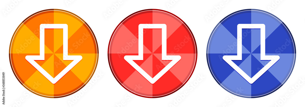 Download icon burst light round button set illustration Download icon burst light round button set illustration