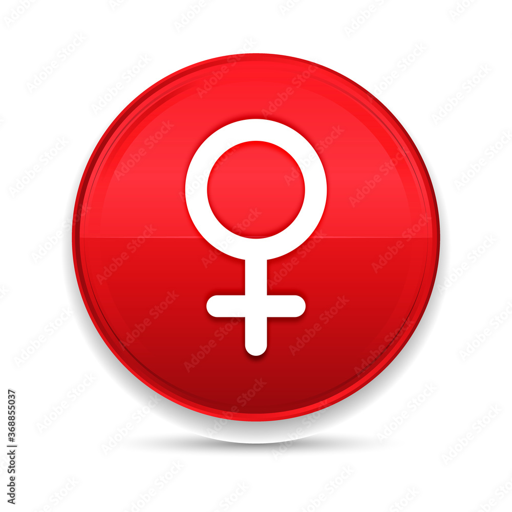Female symbol icon shiny luxury design red button vector Female symbol icon shiny luxury design red button vector