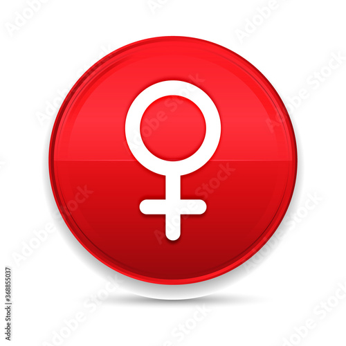 Female symbol icon shiny luxury design red button vector