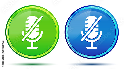 Mute microphone icon creative natural round button set illustration