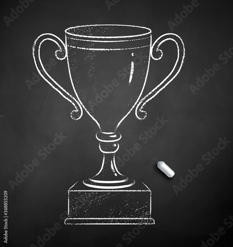 Chalk drawn illustration of award cup