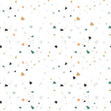 Vector terrazzo seamless pattern. Abstract textured background done from real broken small tile chips. Modern stone color pastel marble wallpaper for print and web.