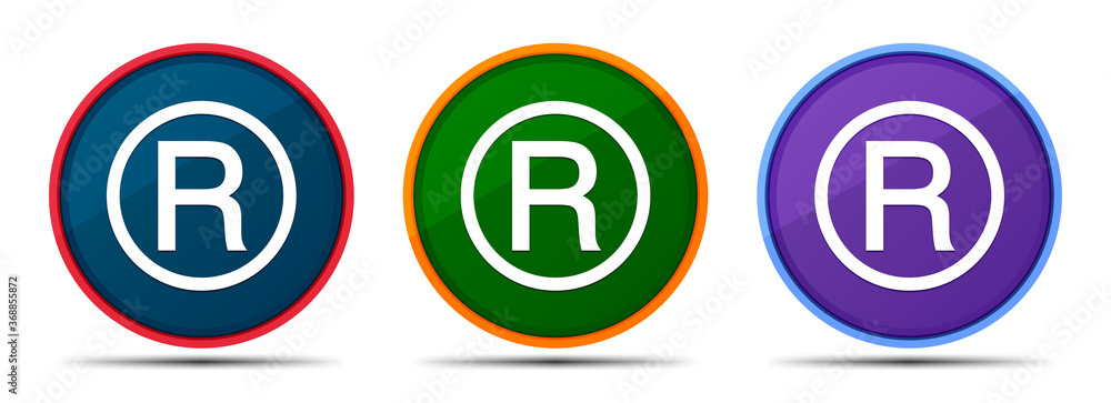 Registered symbol icon silky smart flat round buton set illustration Registered symbol icon silky smart flat round buton set illustration