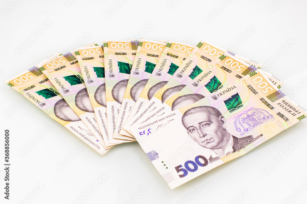 Ukrainian hryvnia banknote on a white background Ukrainian hryvnia banknote on a white background