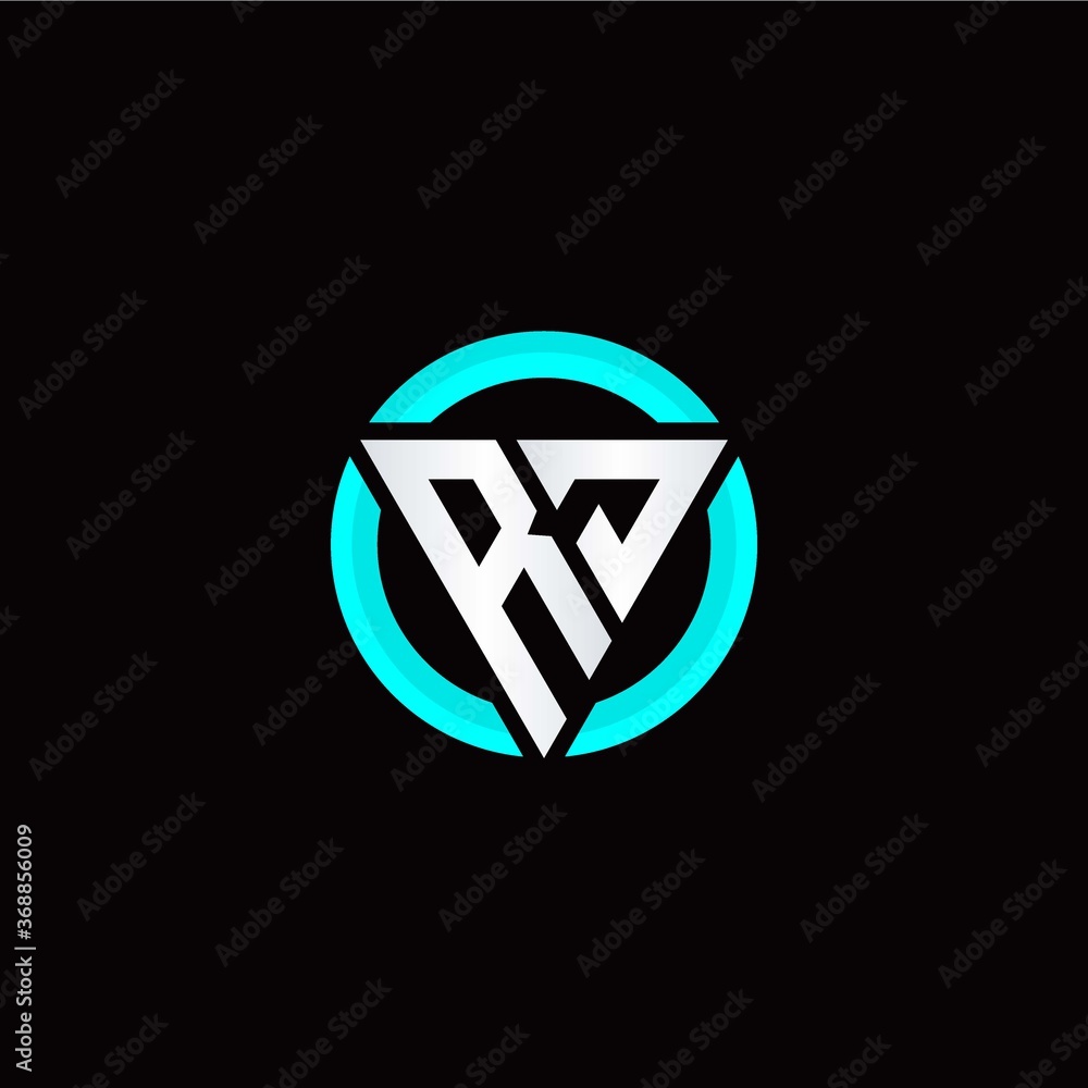 R J initial logo modern triangle with circle R J initial logo modern triangle with circle