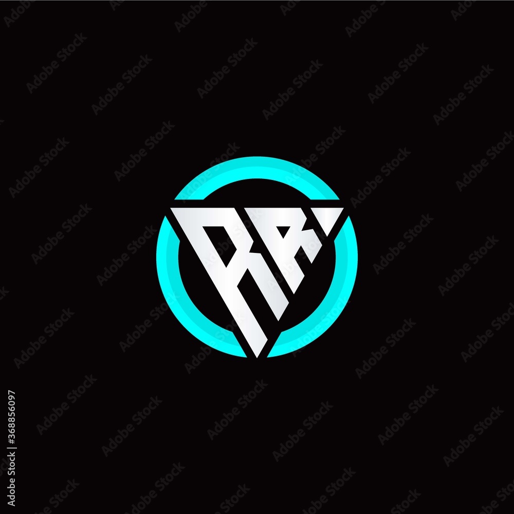 R R initial logo modern triangle with circle R R initial logo modern triangle with circle