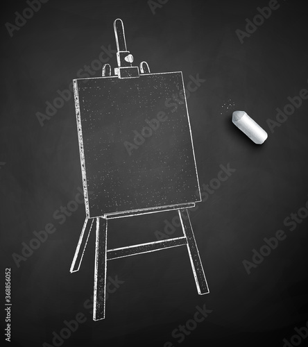 Chalk drawn illustration of easel