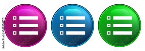 Hamburger menu bar icon magic glass design round button set illustration