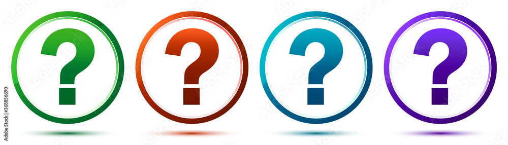 Question mark icon artistic frame round button set illustration Question mark icon artistic frame round button set illustration