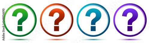 Question mark icon artistic frame round button set illustration