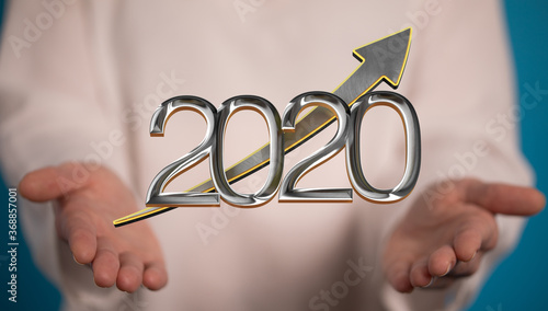 business year 2020 up goals and success illustration