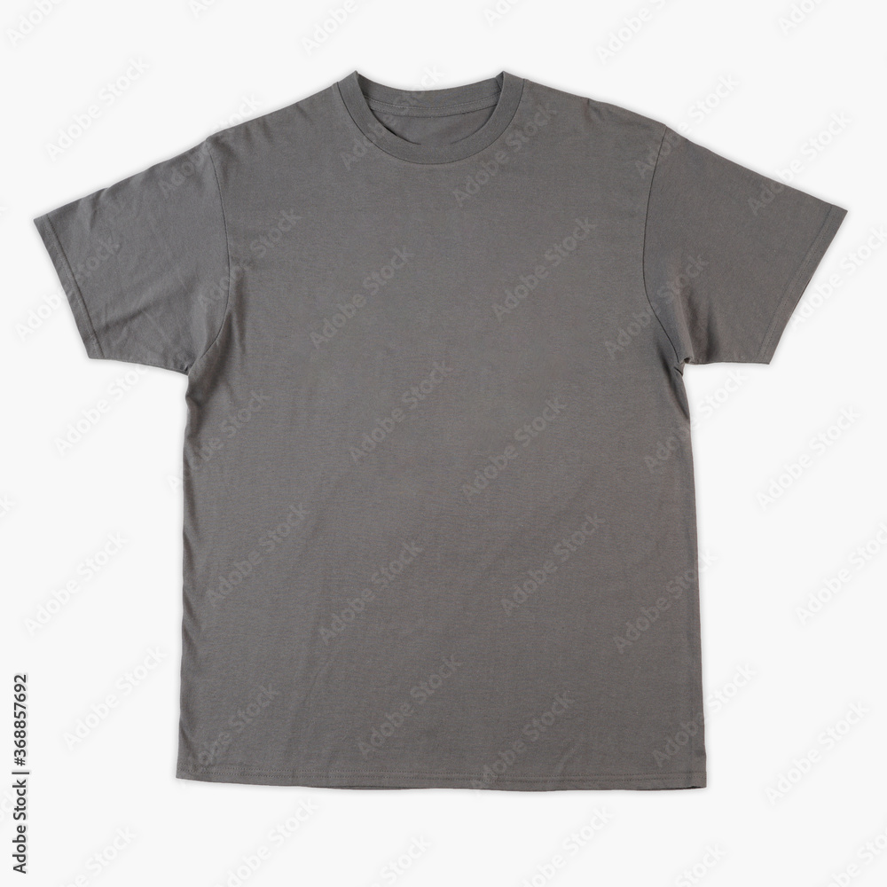 Blank gray shirt mock up template, front view, isolated on white ...