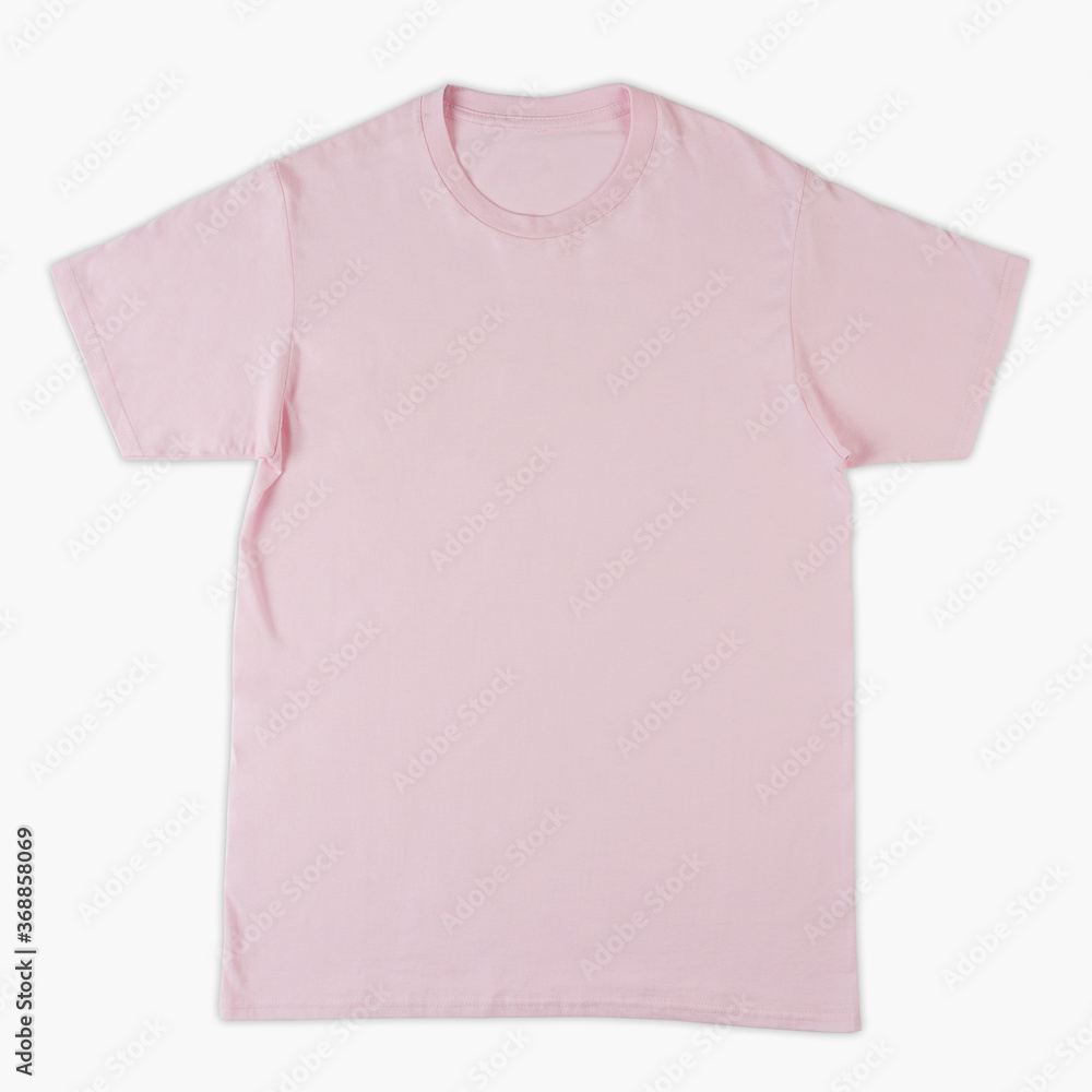 Blank pink shirt mock up template, front view, isolated on white  background, plain t-shirt mockup. Tee sweater sweatshirt design  presentation for print. Stock Photo | Adobe Stock