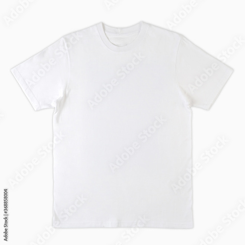 Blank white shirt mock up template, front view, isolated on white background, plain t-shirt mockup. Tee sweater sweatshirt design presentation for print. © AndhikaRaya