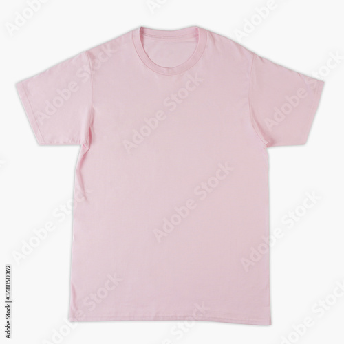 Blank pink shirt mock up template, front view, isolated on white background, plain t-shirt mockup. Tee sweater sweatshirt design presentation for print.