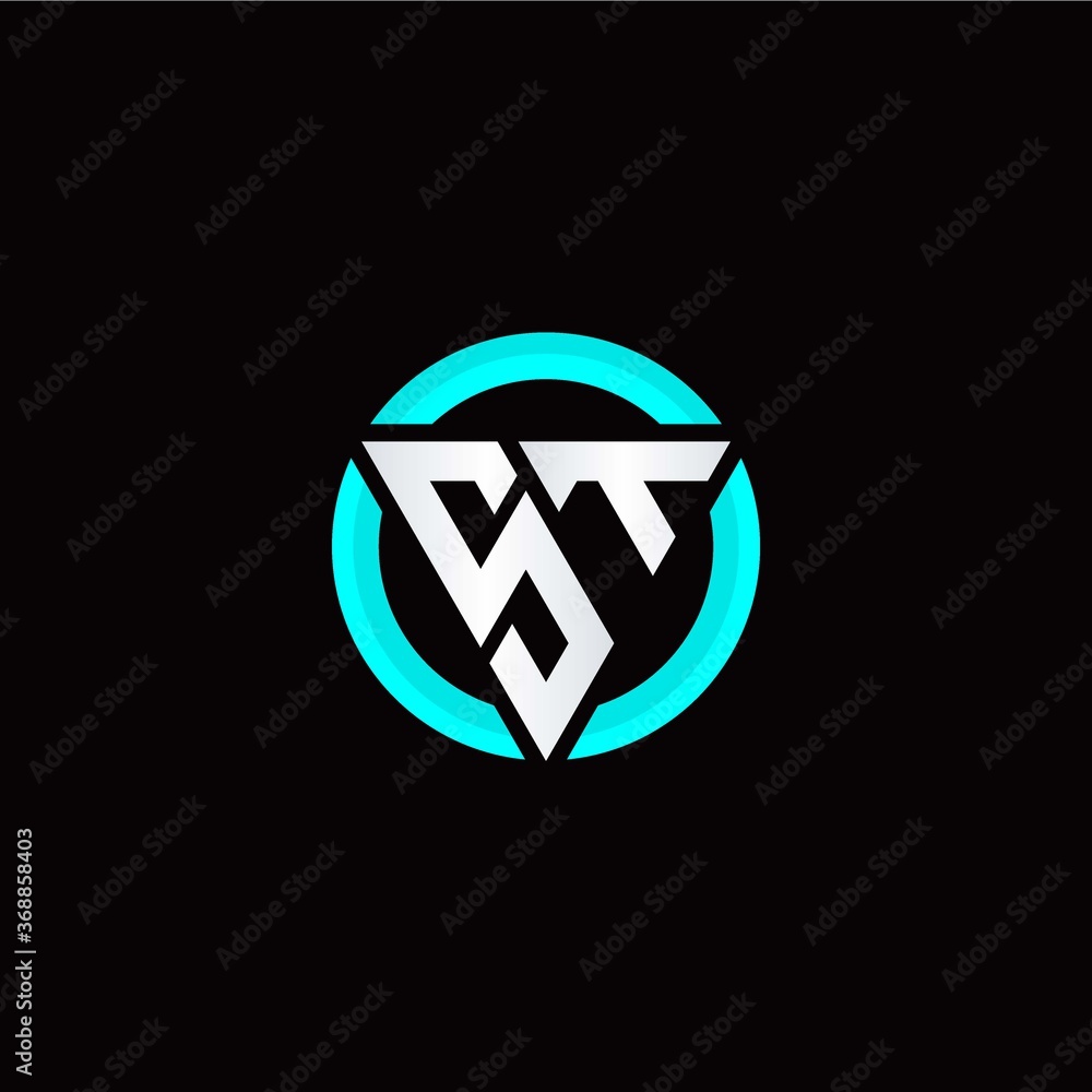 S T initial logo modern triangle with circle S T initial logo modern triangle with circle
