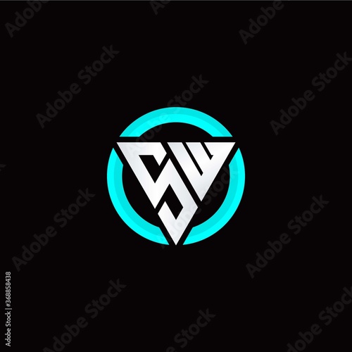 S W initial logo modern triangle with circle