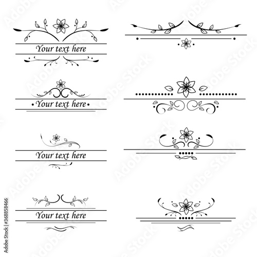 set of floral vintage frames, text dividers