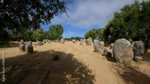 Cromeleche prehistoric monument, hundred menhirs, Almendres, Portugal photo