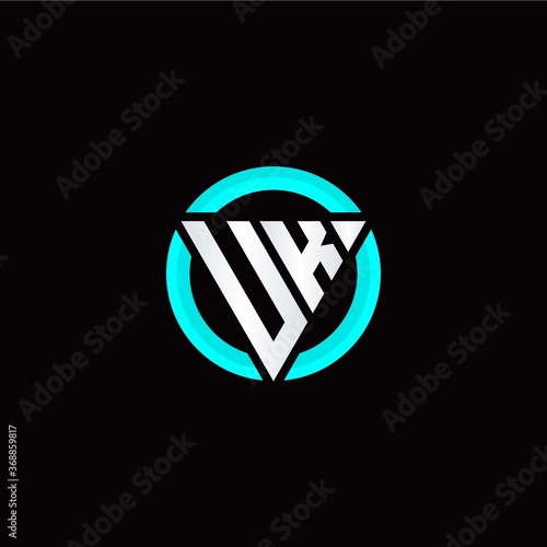 U K initial logo modern triangle with circle