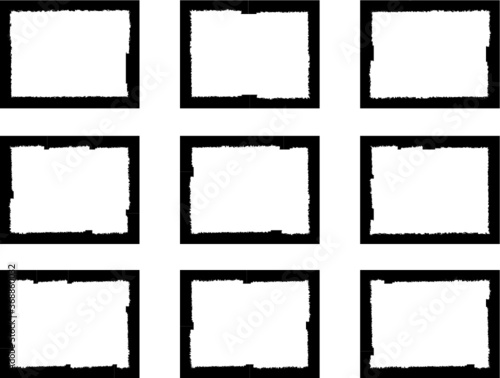 Vector Frames. rectangles for image. distress texture . Grunge Black borders isolated on the background . Dirt effect . geometric shapes for your design