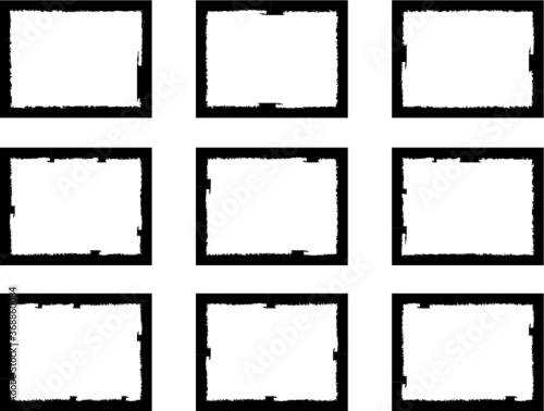 Vector Frames. rectangles for image. distress texture . Grunge Black borders isolated on the background . Dirt effect . geometric shapes for your design