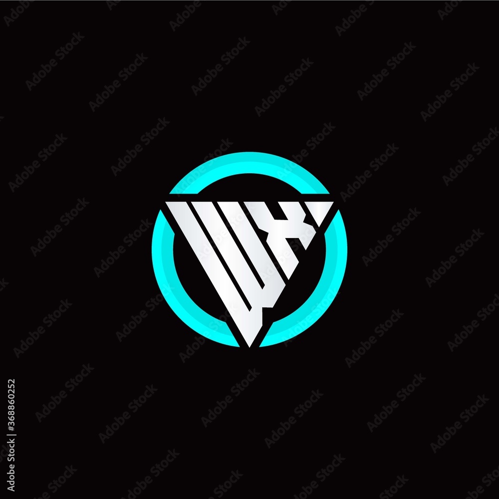 W X initial logo modern triangle with circle W X initial logo modern triangle with circle