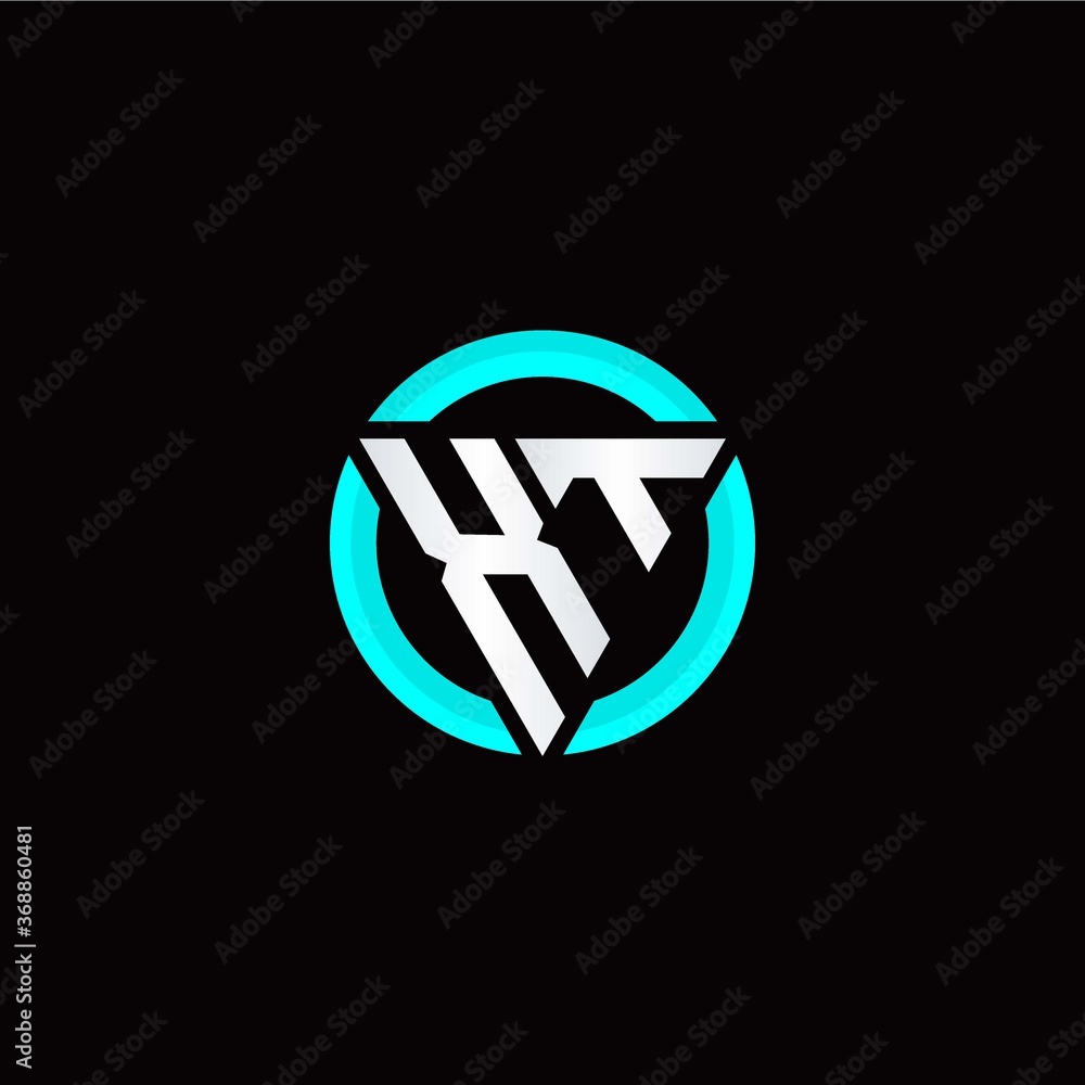X T initial logo modern triangle with circle X T initial logo modern triangle with circle