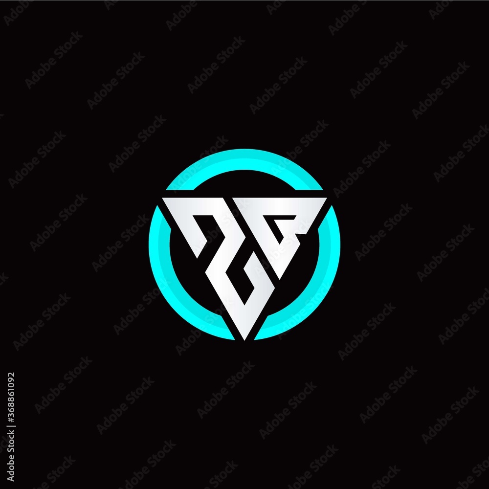 Z B initial logo modern triangle with circle Z B initial logo modern triangle with circle