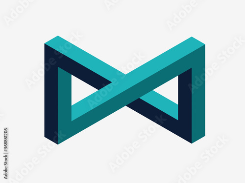 Logo design element, isometric drawing, Impossible shape,  3D illustration