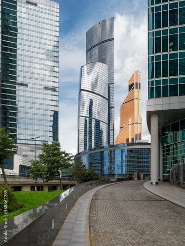 Skyscrapers of city district in Moscow.