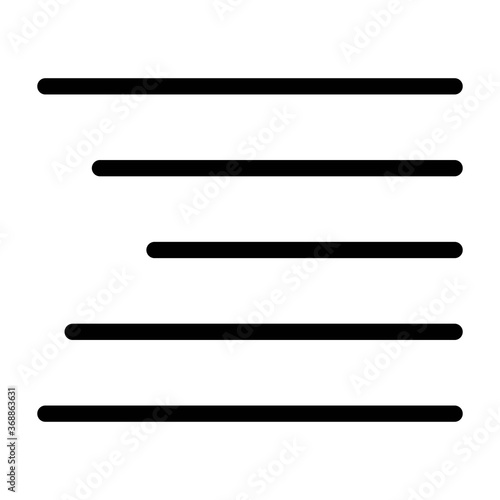 Text editor right alignment icon. Justify paragraph right symbol.