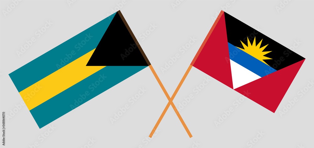 Crossed flags of Antigua and Barbuda and Bahamas Crossed flags of Antigua and Barbuda and Bahamas